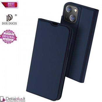 Dux Ducis dirbtinės odos viršelis dėklas - mėlynas (Apple Iphone 14 Plus)